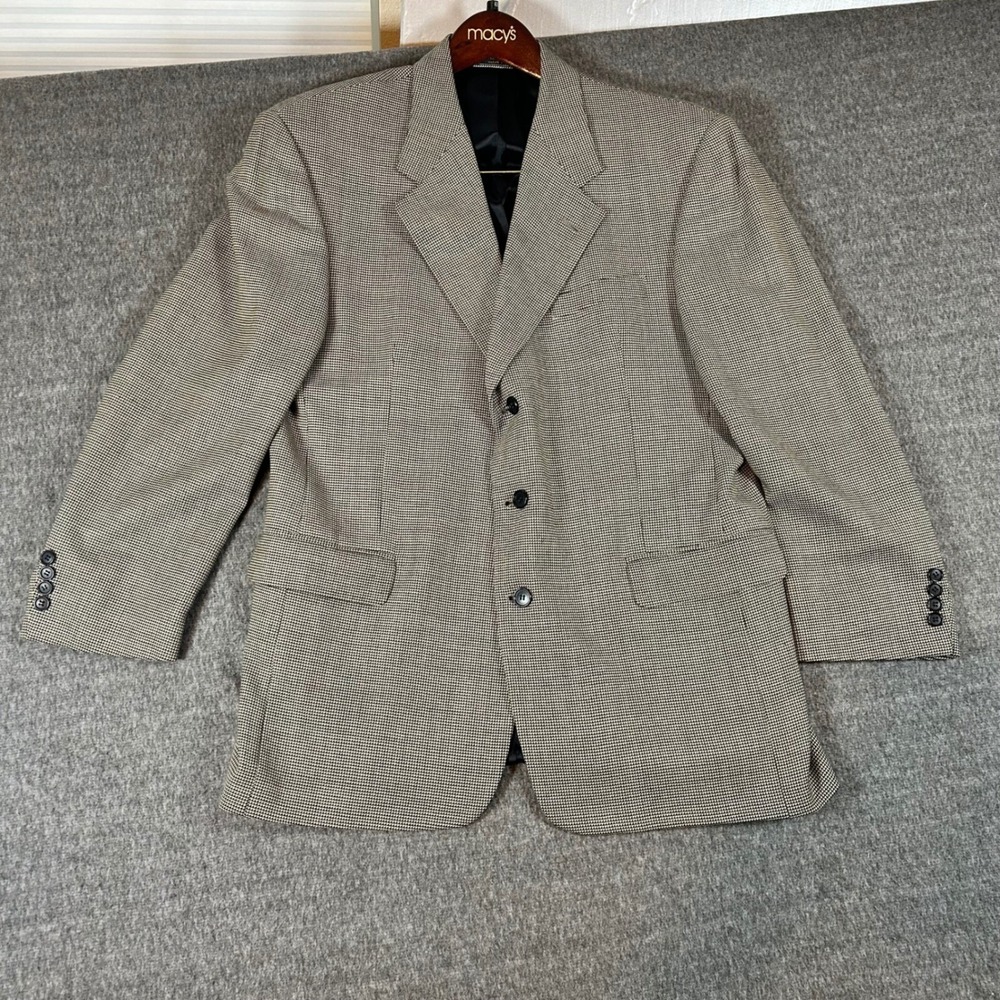 Gianfranco Ruffini Houndstooth Wool Blazer Sport Coat Classic Fit Mens 44R